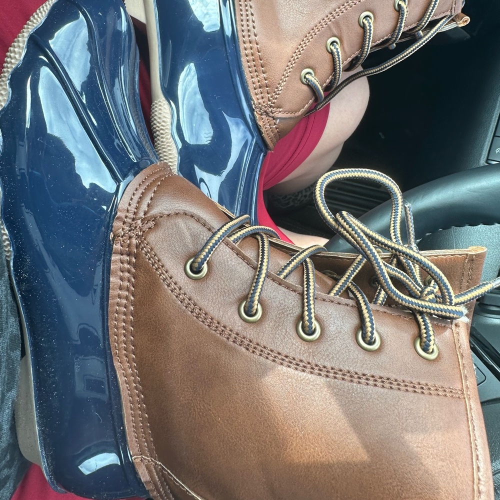 Navy & Brown Duck Boots